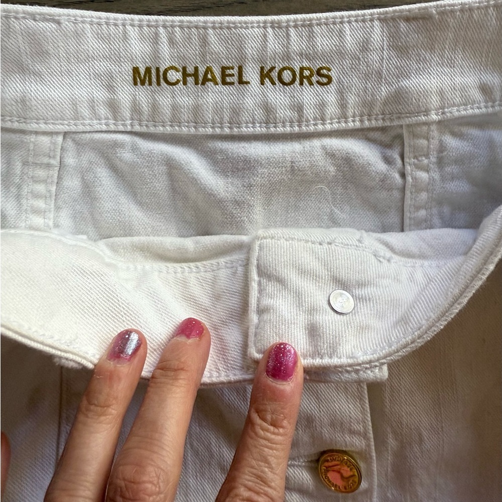 Michael Kors White Denim A-Line Mini Skirt - Size 4 - Picture 4 of 5